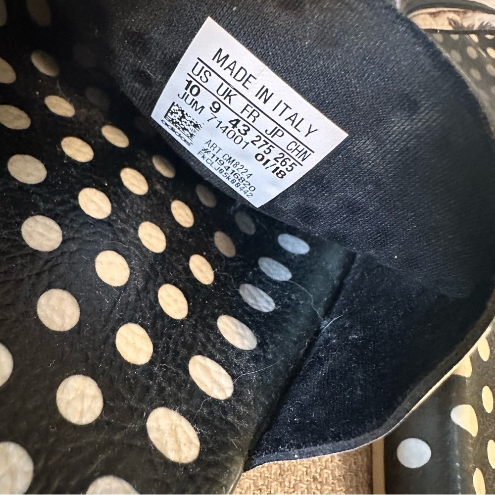 Adidas Adilette Tropical Black and White Polka Dot Slide Sandals FARM Collab - Picture 5 of 8